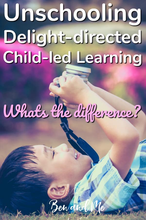 When you frist start homeschooling, you may be confused by the terms unschooling, delight-directed, and child-led learning. What's the difference? How are they similar? Find the answers here. #homeschool #homeschooling #starthomeschooling #howtohomeschool #homeschoolmoms #hsmommas #homeed #homeeducation #homeeducator #lifeofahomeschoolmom #unschooling #delightdirected #childledlearning