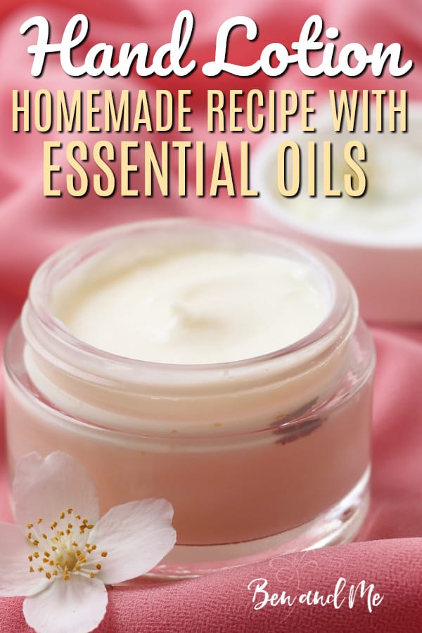 This homemade hand lotion with essential oils is so nourishing. Mix it up with different combinations of essential oils to suit your own preference. #DIYhandlotion #essentialoils #growingnatural #naturalcosmetics #aromatherapy #DIYgifts #handlotion