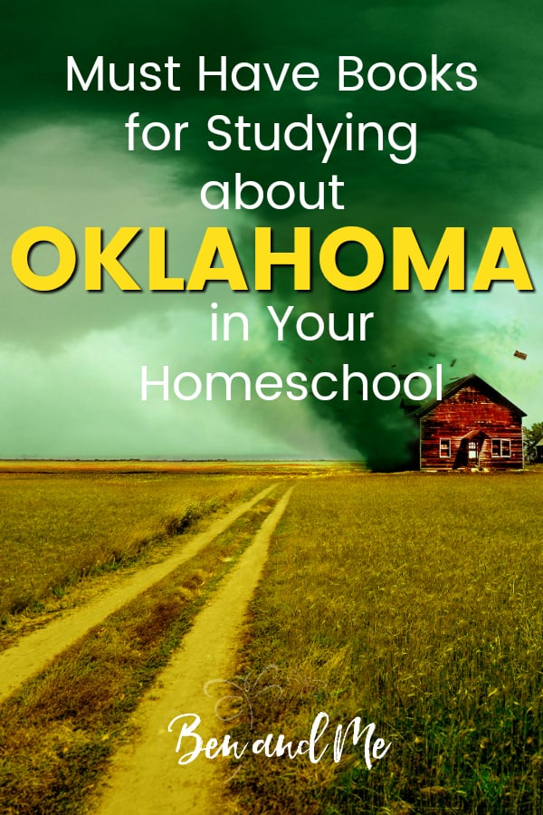 Oklahoma Book Basket -- must read books for visiting or studying The Sooner State! Includes other ideas and resources for a Oklahoma unit study! #homeschool #traveltheUSA #oklahomaunitstudy #unitstudies #homeschoolgeography