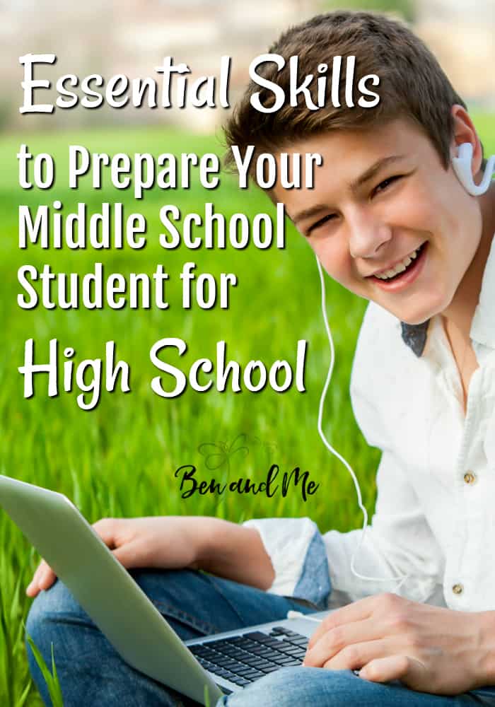 Middle School is the time to learn skills that are beneficial for your student in order to prepare him for the next stage -- high school. Below are skills to teach that will help. #homeschool #highschool