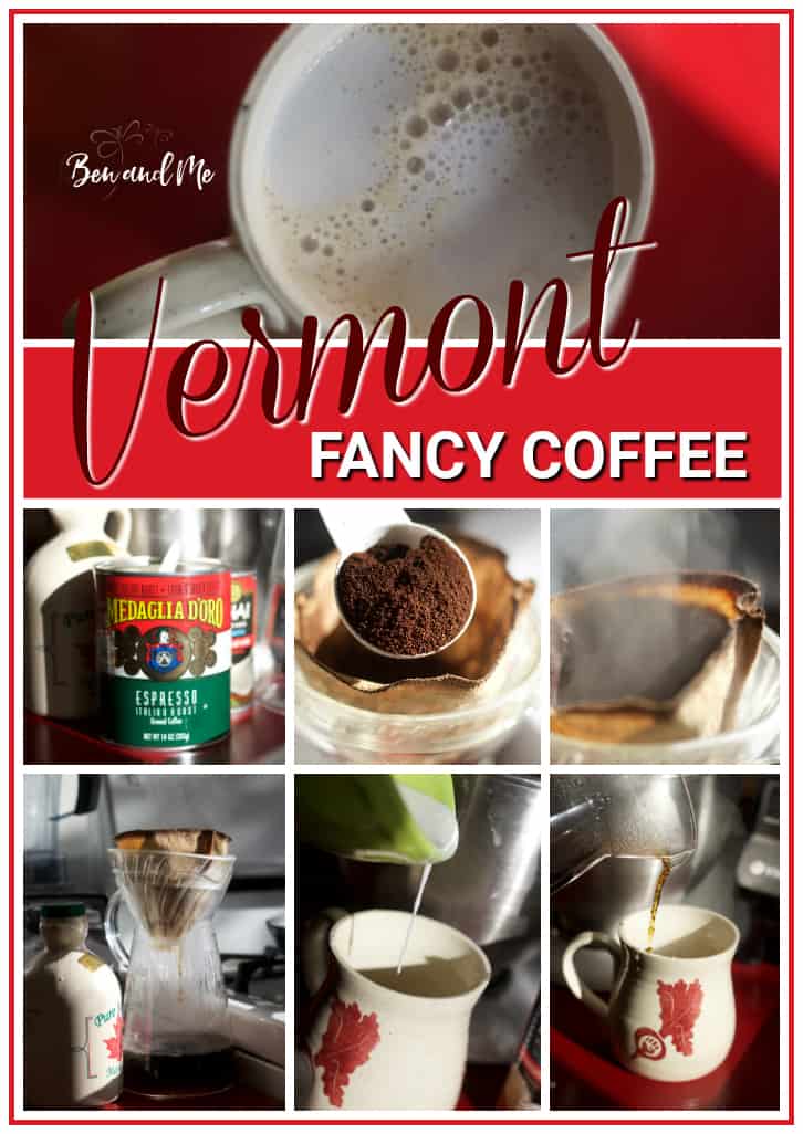 Going to the coffee shop every day gets expensive. Bring the coffee shop flavor home with this simple Vermont Fancy coffee recipe, made with Vermont maple syrup. #coffee #maplesyrup #recipes