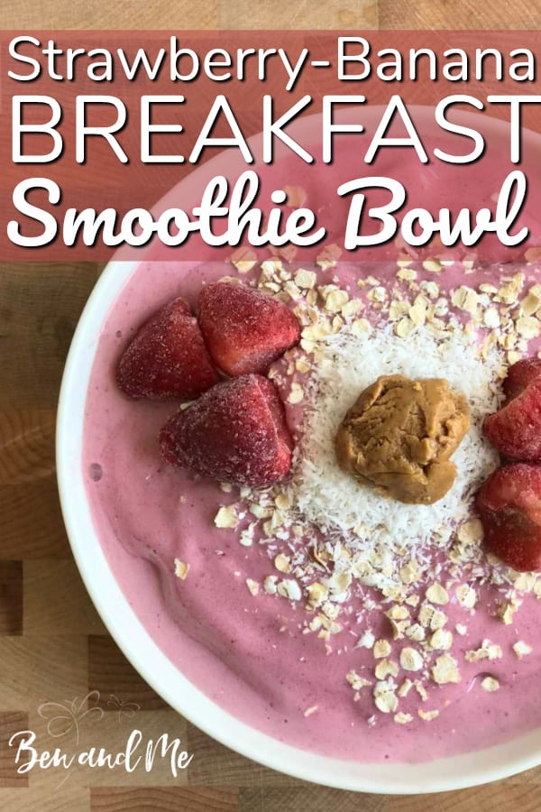 This healthy recipe for a strawberry-banana breakfast smoothie is an excellent way to start your morning not only because it comes together quickly and uses wholesome, nutritious ingredients, but also because it can be customized to meet your tastes and use whatever ingredients you have on hand. #smoothiebowl #smoothierecipes #healthy #healthyrecipes #strawberryrecipes #bananarecipes
